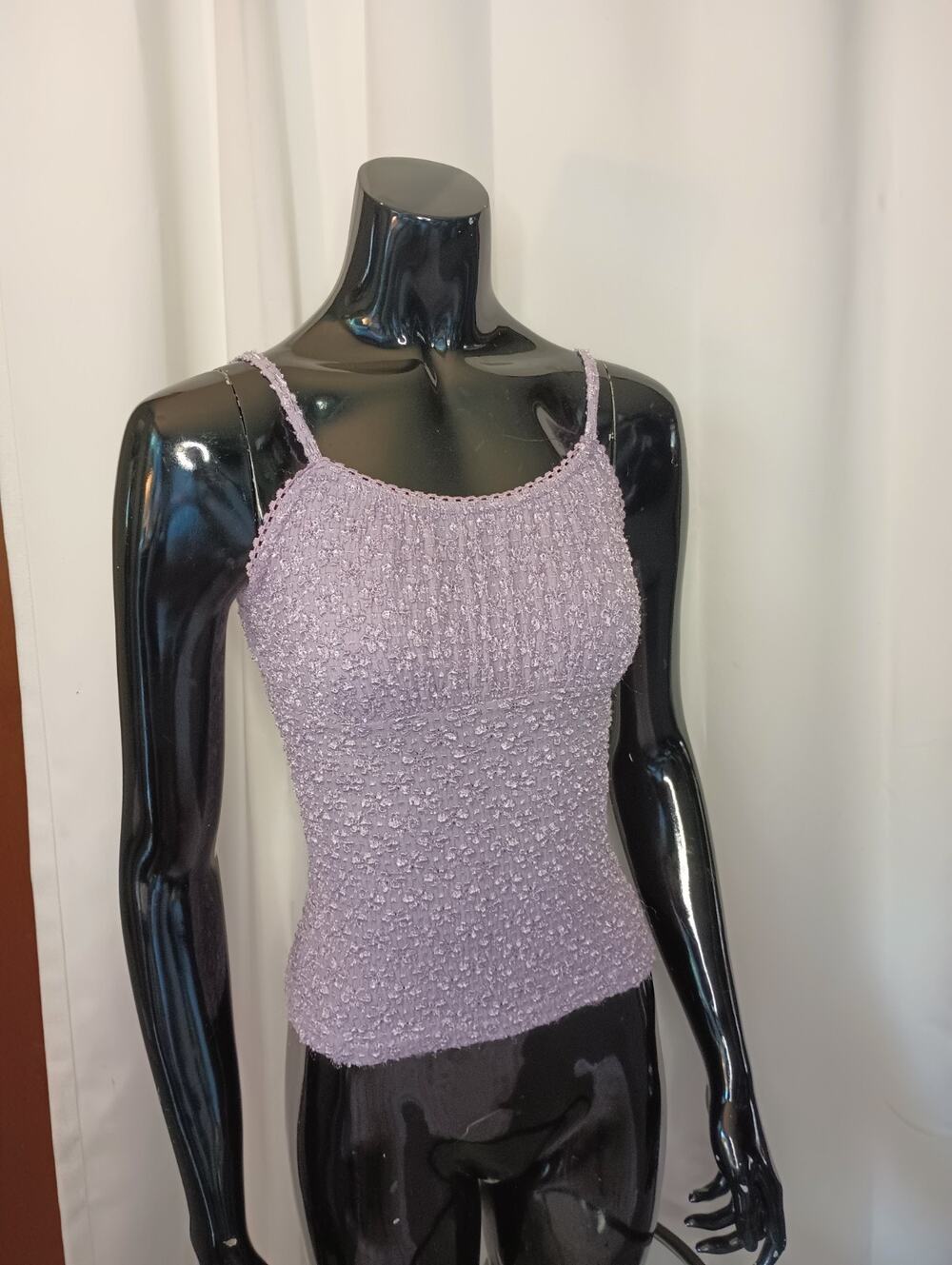 Vtg A Byer Y2K Women's Fairy Babydoll Tank Top L/W XS-S Purple Floral Dainty